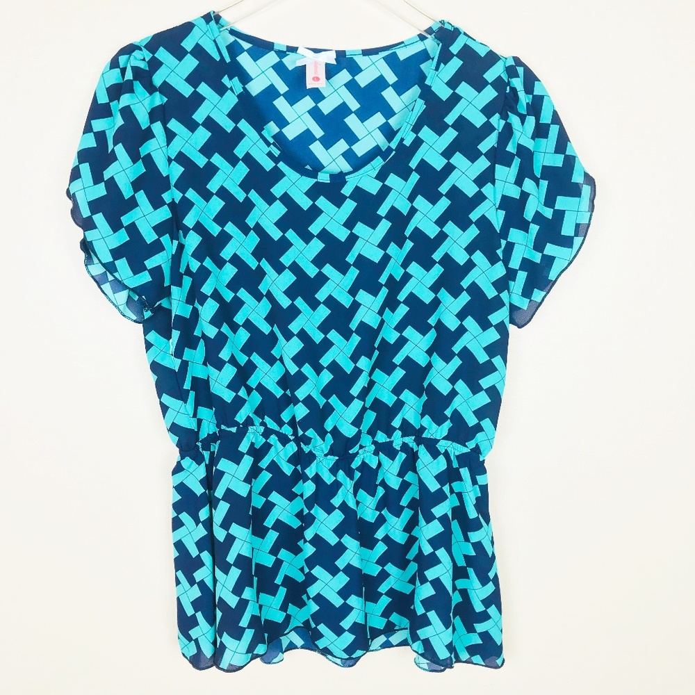 Adorable Navy and Teal Top Size L
